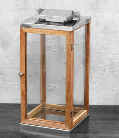 Wooden Lantern Brown with Metal Handle,Hurricane Lantern, Farmhouse Lantern for Party, Deck, 16'