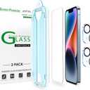 amFilm Tempered Glass Screen Protector + Camera Lens Protector for iPhone 14 6.1, Easy OneTouch Installation, Auto-alignment, Bubble Free Case Friendly, Anti-Scratch (Pack of 2)