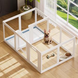 Acrylic Dog Playpen Indoor，Exercise Pen with Door, 24" H, White, 12 Panels