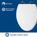 Mayfair Bennett Toilet Seat with Matte Black Hinges, Slow Close Wood Seat, Secure Metal Hinges, Easy Install, Made in USA, Elongated, White
