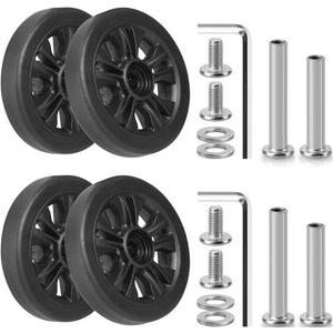 Domiella 4 PCs Luggage Replacement Wheels, OD 55 mm Swivel Caster Wheels, Rubber Suitcase Trolley Repair Kit Luggage Wheel Replacement