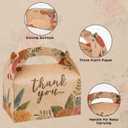 DjinnGlory 36 Pack Brown Kraft Party Favor Treat Boxes for Wedding, Bridal Shower, Annivesary, Christmas and all Occasion, Floral Thank You Gable Boxes for Small Business 6.18x3.58x3.39 Inches