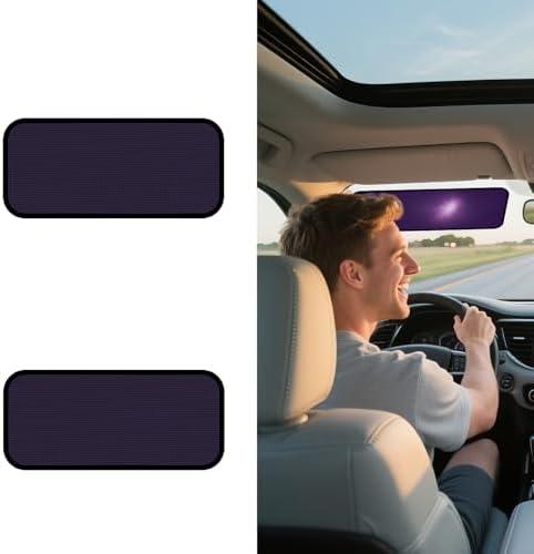 Square Car Window Shades for Windshield – 2-Pack Static Cling Glare Blocker Removable Window Tint, Long Size for Wider Sun Coverage, Semi-Transparent with Strong Hold