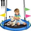 HeyZoo Tree Swing, Saucer Flying Swing 40 Inch for Kids, 900lbs Weight Capacity, with Adjustable Hanging Straps, for Backyard and Outdoor Playground, Gifts for Kids, Blue