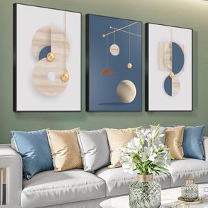 MPLONG Wall Art 3 Pieces Framed Wall Art Canvas Print Set Minimalist Medieval Geometric Circle Abstract Illustration Modern Wall Art Decor Multicolor Living Room Bedroom Office 24"x 32"x 3 Panels (Blue)