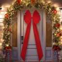 XunYee 82.6 x 27.5 Inch Christmas Extra Large Front Door Bow Decorations Giant Oversized Velvet Tree Bows Decorative with Long Streamers for Xmas Door Wreath Wall Porch Decorations(Red)