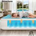 Full Air Mattress with Built-in Pump, Single Air Bed with Portable Storage Bag, Suitable for Home and Guests, Top Flocking, 18" Full Sky Blue