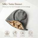 NICPOO Silk Satin Bonnet Hair Wrap for Sleeping, 2 Pcs Adjustable Silk Bonnets for Women Men Sleep Cap Silk Lined Slouchy with Adjustable Strap Curly Hair Head Scarf Night Caps（Dark gray）