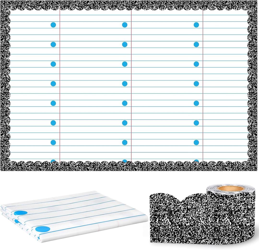 Gilprop 47"x108" Classroom Fabric Bulletin Board Background Set,Notebook, 47.2" x 108.3"