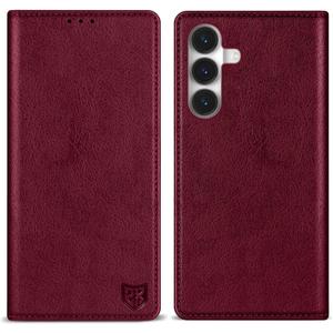 ZZXX for Samsung Galaxy S26 Wallet Case with [RFID Blocking] Card Slot Stand Strong Magnetic PU Leather Flip Fold Protective Phone Case for Samsung Galaxy S26 Case Wallet(Wine Red-6.2 inch)