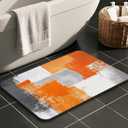 Orange and Gray Abstract Art Painting Bathroom Rugs Mat Non Slip Super Absorbent Stain Resistant Quick Dry Thin Bathroom Rug-Bath Mats for Bathroom Floor Bathtub,16"x24"