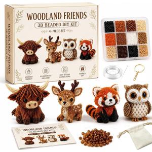 Tiny 3D Beaded Animal Kit, 2026 New Cute DIY Beading Animal Kit with Colorful Beads and Instructions, Handmade DIY Jewelry Art Craft Kit Gifts for Adults Teens Beginners
