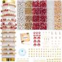 Xylise 6mm/8mm Crackle Glass Beads Bracelet Making Kit Crystal Glass Beads Jewelry Making Kit, Friendship Bracelet kit for DIY Crafts Gifts (Two-tone red)