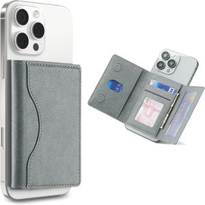 2 x for Magsafe Wallet, Magnetic CardHolder with Adjustable Stand, Phone Card holder with 6 Card Slots, Magnetic Wallet for iPhone 16/15/14/13/12 Series, Not for iPhone 13/12 Mini (White)