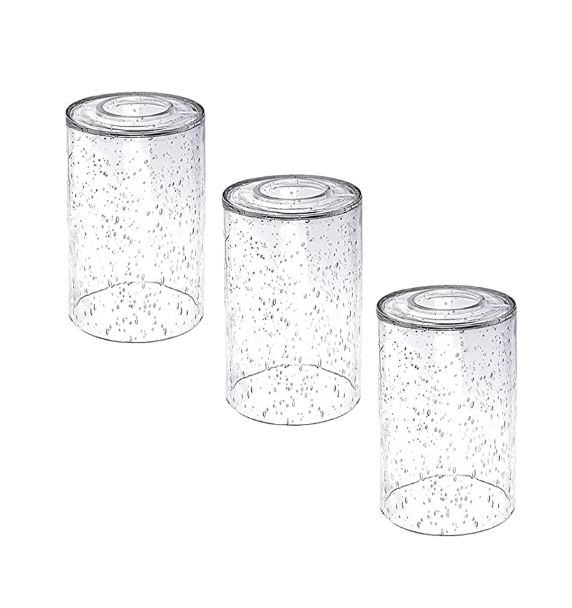3 Pack Seeded Glass Lamp Shade Replacements, 5.9in Height, 3.9in Diameter, 1.7in Fitter, Cylinder Bubble Glass Shade Covers, Seeded Glass Replacement for Pendant Lights Chandeliers Wall Sconces