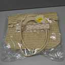 Straw Tote Bag for Women, Large Summer Beach Bag with Polka Dot Scarf & Plumeria Flower (Beige)