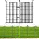 5 Panels Decorative Garden Fence with Gate, 48 in(H) X 11.8 ft(L) No Dig Dog Fence Animal Barrier Outdoor for Yard, Rustproof Metal Garden Edging and Borders, Temporary Fencing Stakes