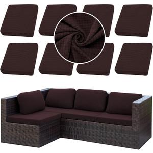 Outdoor Cushion Covers Set,8PCS Patio Furniture Couch Seat Slipcovers, Replacement for Sofa Sectional Chair(Cover，Only)