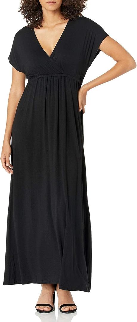 Amazon Essentials Women's Waisted Maxi Dress (Plus Size) (Black, XS)