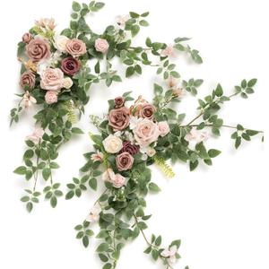 Ling's moment 1PCS Dusty Rose Arch Flowers Artificial Floral Swags Wedding Centerpieces Faux Flower Garland Greenery Arrangements for Engagement Party Sweetheart Table Decor Welcome Signs Wall