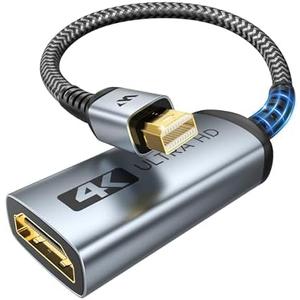 Warrky 4K Mini DisplayPort to HDMI Adapter, [UHD, Gold-Plated Plug, Aluminum Case, Super Slim] Thunderbolt to HDMI Converter Compatible for MacBook Air/Pro, Surface Pro/Dock, Monitor/Projector