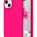 DOMAVER for iPhone 13 Case, Slim Smooth Liquid Silicone Upgrade for iPhone 13 Case 12FT Military Protection Camera Protection Soft Anti-Scratch Microfiber Lining Scratch-Resistant Back- Hot Pink