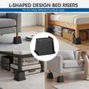 Bed Risers 2 inch, 3 inch, 4 inch, 6 inch or 8 inch Heavy Duty Furniture Risers, Up to 6000 Lbs L Shaped Design Bed Lifts Blocks for Couch Desk Sofa Table (Black, 8 Inch 4 Pack)