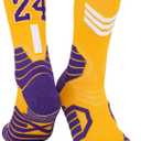 Kids Basketball Jerseys #24 Mesh Sleeveless Tank Top Shorts Socks for Boys Girls 3PC Athletic Training Uniforms (Gold) 140