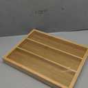 Expandable Kitchen Drawer Organizer, Bamboo Silverware Organizer, Adjustable Flatware Tray for Utensils(16.92 * 13.30~22.83 * 1.96)