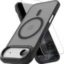 PinLiSheng Magnetic for iPhone Air Case [Metal Camera Frame&Buttons] [Mil-Grade Drop Protection] Shockproof Slim Translucent Matte Protective Phone Case, Black
