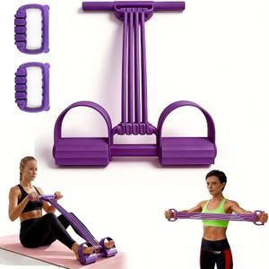 3 in 1 Adjustable Pedal Resistance Band, 8-Tube Natural Latex Tension Rope, Multifunctional Sit-Up Trainer for Full-Body Workout, Fat Loss & Muscle Shaping