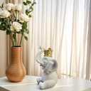 Elephant Statue for Home Decor White and Gold Crown Elephant Decoration Elephant Gifts for Women See No Evil Elephant Statue for Living Room and Office Decor