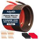 4 Gauge AWG Power/Ground Wire Cable 10 Ft Black+10 Ft Red, High Power Shielded CCA Soft Automotive Welding Battery Wiring Kit,for Car Audio Amp Speaker RV Trailer Marine Solar+ Lugs&Heat Shrink Tubes
