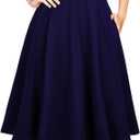 WOOSEA Womens Sleeveless Halter Neck Bodycon A-Line Cocktail Party Pockets Swing Dresses, Navy Blue (Medium)