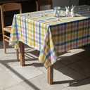 Easter Waterproof Polyester Tablecloth, Pastel Checkered Fabric Table Cover for Spring Party, Kitchen Dining Decor, Easy Care Cloth Tablecloth for Indoor Outdoor Use, W60 x L120 in