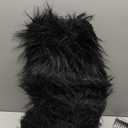 IXU Women's Faux Fur Boot Furry Fluffy Round Toe Suede Winter Comfy Plush Warm Short Outdoor Indoor Flat Shoes Knee-High Boots (8, Black)