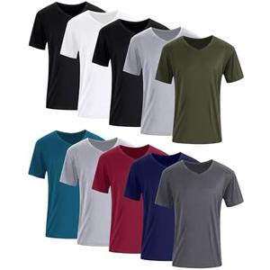 Chuarry 9 Pack Men's V Neck T Shirt Short Sleeve Bulk Soft Solid Tees Basic Quick Dry Slim Fit Undershirts for Men XXL
