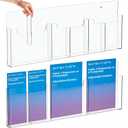 Acrylic Brochure Holder with Adjustable Dividers, Converts Between 3 Magazine Holders or 6 Pamphlet Holders, Clear Display Rack Wall Mount for Flyers and Literature, for Office Waiting Room