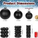 1.57" Black Christmas Balls Ornaments 40 Pcs Shatterproof Christmas Ornaments Set Halloween Balls Ornaments Black Ornament for Xmas Tree Holiday Party