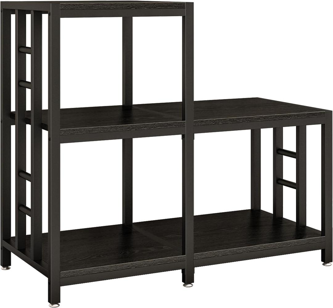 5-Tier Mini Fridge Stand, Bakers Rack with Storage,Multi-Purpose Microwave Stand,Mini Fridge Cabinet,Mini Fridge Shelf for Office,Kitchen,Living Room,Coffee Bar,Black, 39.6" W x 17.7" L x 35.4" H