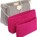 Vercord Felt Purse Organizer Insert Pochette Handbag Insert Bag in Bag for Multi Pochette Accessories Add Zipper Pocket Rose