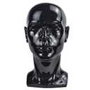 PVC Mannequin Head Black Male Manikin Dummy Stand Model Display Hat Scarf Wigs Hair Glasses Hat Beauty Styling Tool (black)