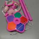 Kids Karaoke Microphone with Adjustable Stand,Standing Mic for Portable Singing, Retractable Headset for Music Sing-along,Flashing Stage Light Base for Aged 3-6 Boys Girls Pink
