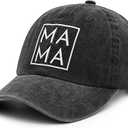 Waldeal Mama Hats for Women, Thank You Gifts for Mother, Adjustable Washed Embroidered Mom Baseball Cap Black, Black, One Size