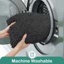 HOMEIDEAS Bathroom Rugs Set 2 Pieces, Ultra Soft Non Slip Absorbent Chenille Toilet Bath Mat Set (Charcoal/Dark Grey)