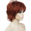 Lydell Short Layered Shaggy Wavy Full Synthetic Wigs 130 Copper Red