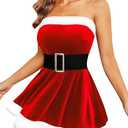 Avidlove Christmas Dress Santa Clause Outfit Mini Dress Casual Swing Dress with Santa Belt S