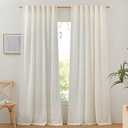 NICETOWN Linen Curtains & Drapes 95 inch Length 2 Panels, Rod Pocket & Back Tab Linen Blend Semi Sheer Privacy with Light Filtering for Farmhouse/Living Room, Burlap, W52 x L95