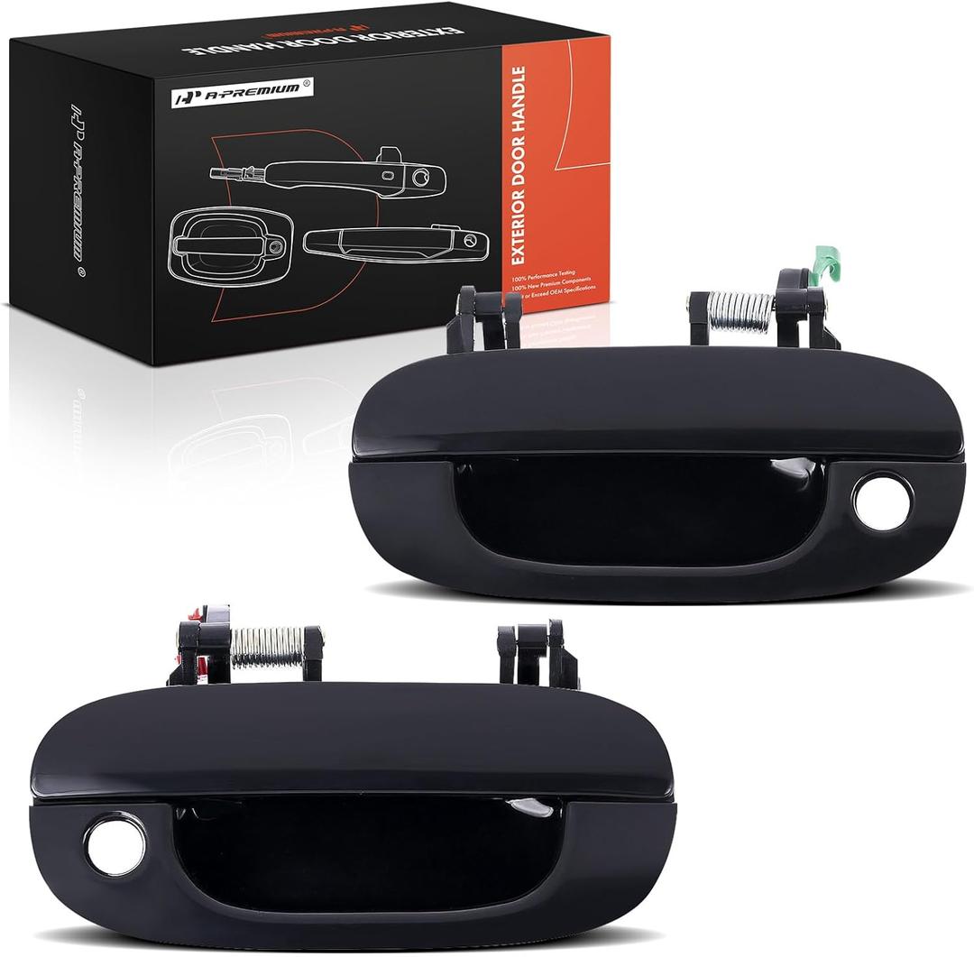 A-Premium Outside Exterior Door Handles Compatible with Dodge Ram 1500 1994-2001, Ram 2500 1994-2002, Ram 3500 1994-2002, Smooth Black, 2-PC Set, Front Driver and Passenger Side