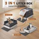 Stainless Steel Litter Box with Lid: Enclosed Cat Litter Box for Small Cats & Kitten, Metal Kitty Litter Pan with High Sided Enclosure, Include Scoop & Mat, Odor Control, Anti-Leakage